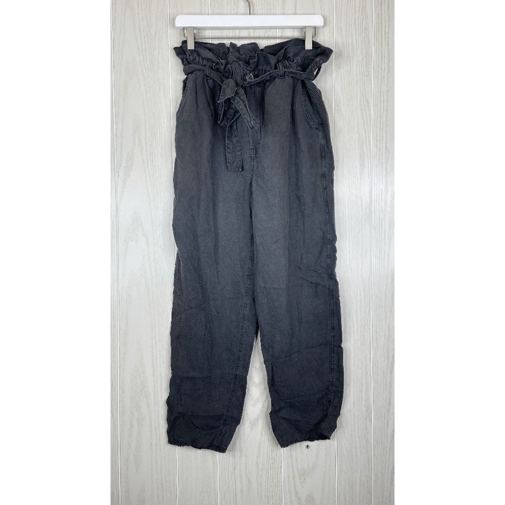 Aerie Faded Paperbag Pant Tie Waist Linen Blend Pants Women's Grey Size M